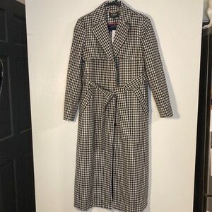 j. crew English gingham tie waist Harriet wool trench coat